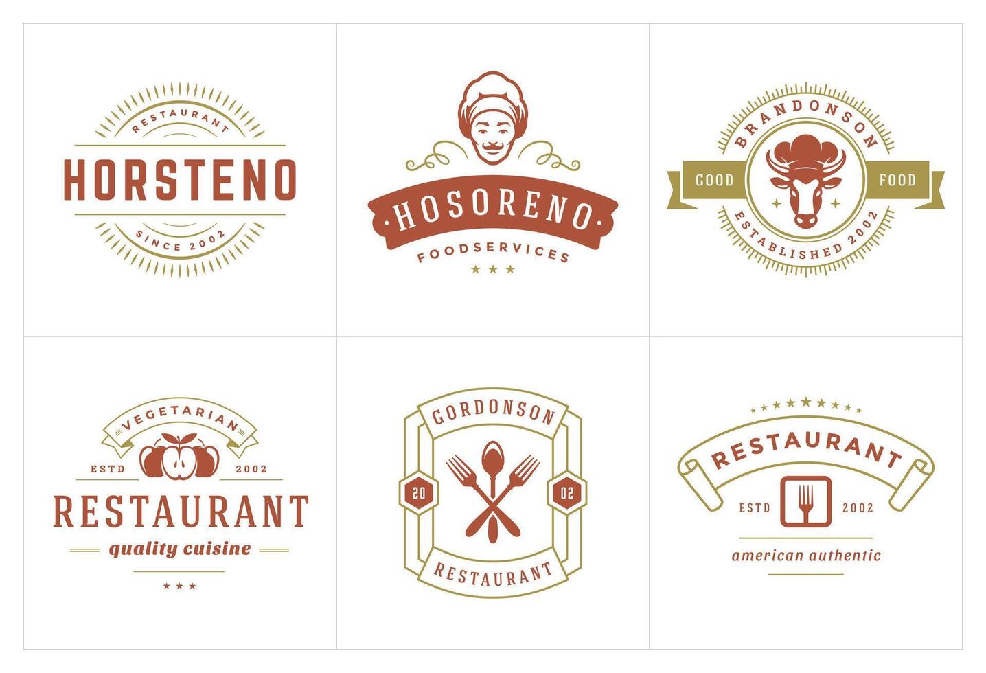 restaurant logos en badges Sjablonen reeks illustratie vector