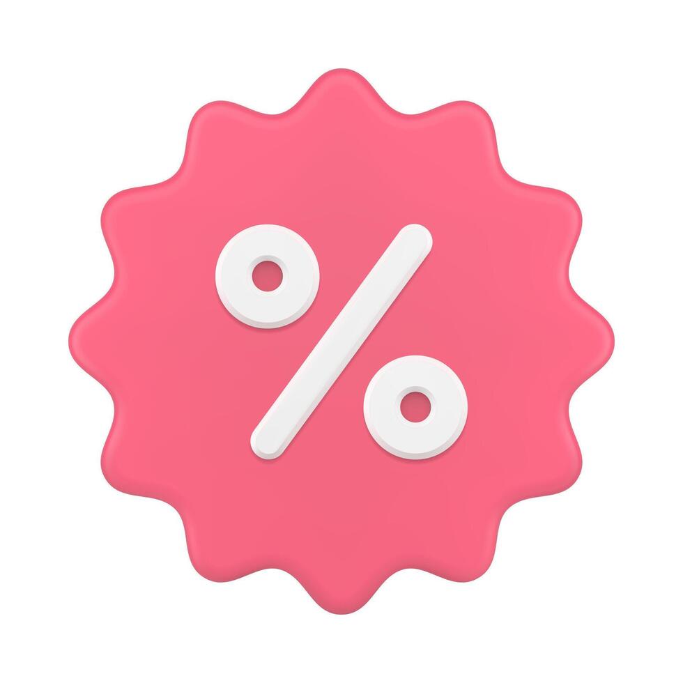 gekarteld 3d prijs label met procenten. roze sticker opruiming uitverkoop met kortingen vector