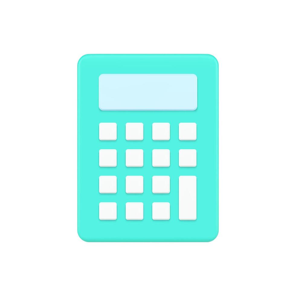 compact rekenmachine 3d icoon. digitaal groen apparaatje met wit toetsen vector