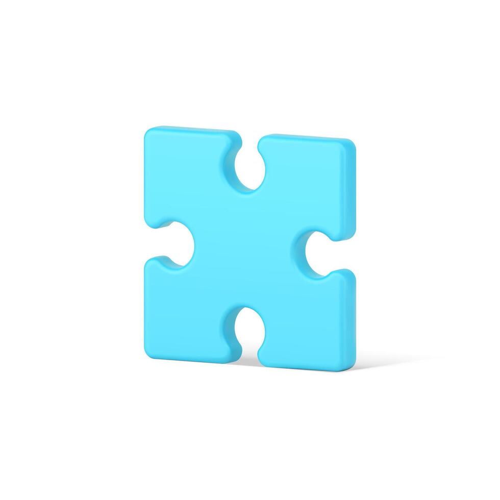 blauw plein puzzel 3d icoon. stuk infographic element met creatief ontwikkeling vector