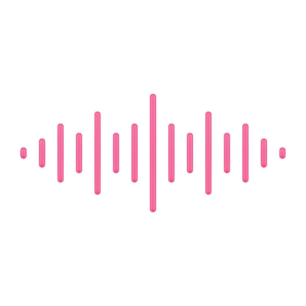rood muziek- pulse 3d icoon. abstract bars voor stem en audio frequenties vector