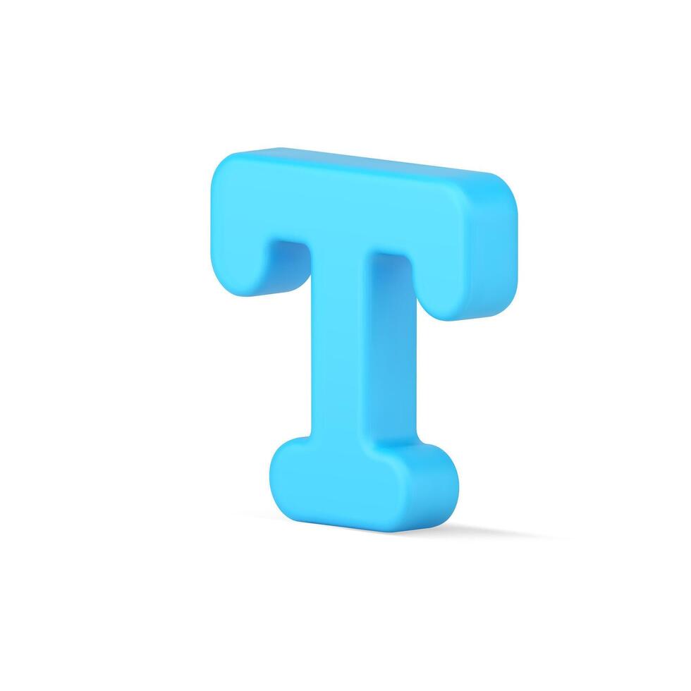 blauw brief t 3d icoon. volumetrisch typografisch tekst symbool vector