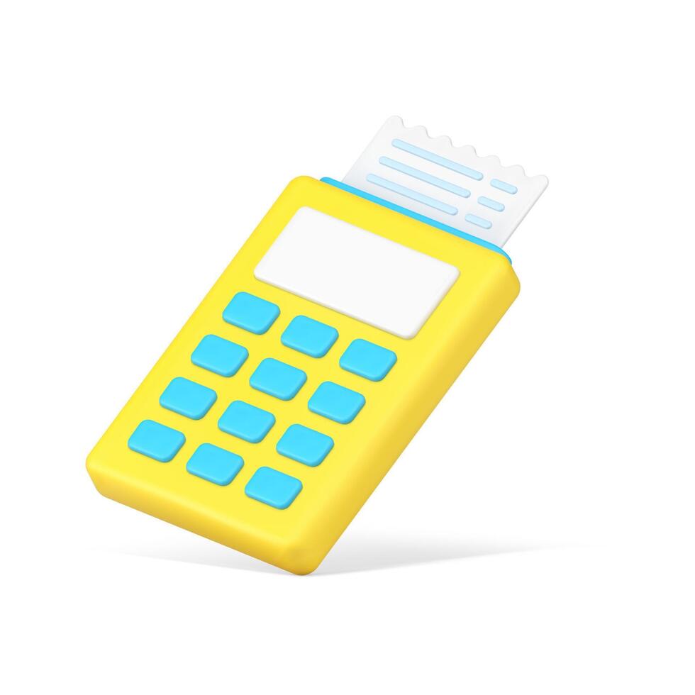 minimalistisch geel terminal voor cheques 3d icoon illustratie vector
