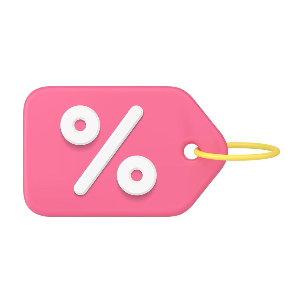 glanzend elegant horizontaal roze label touw hangende boodschappen doen kleinhandel realistisch 3d icoon vector