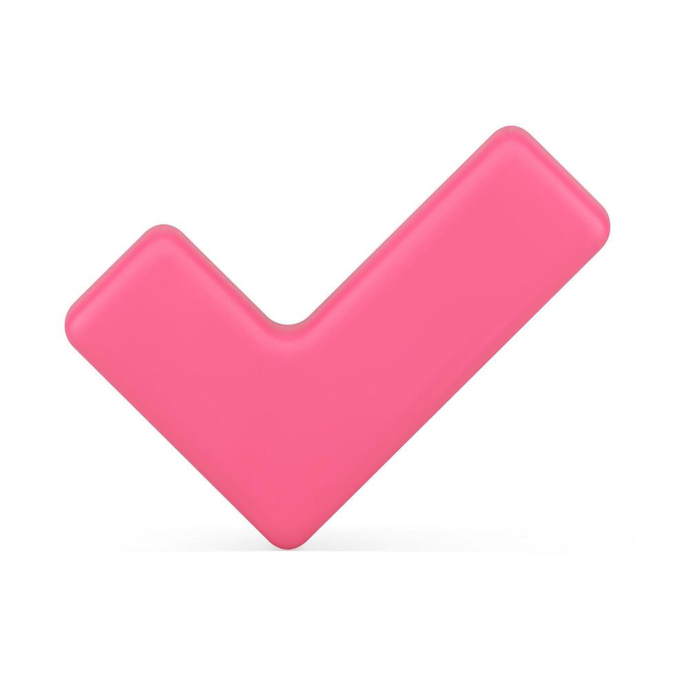 roze realistisch bevestigen controleren Mark insigne glanzend decoratief ontwerp voorkant visie 3d icoon sjabloon vector