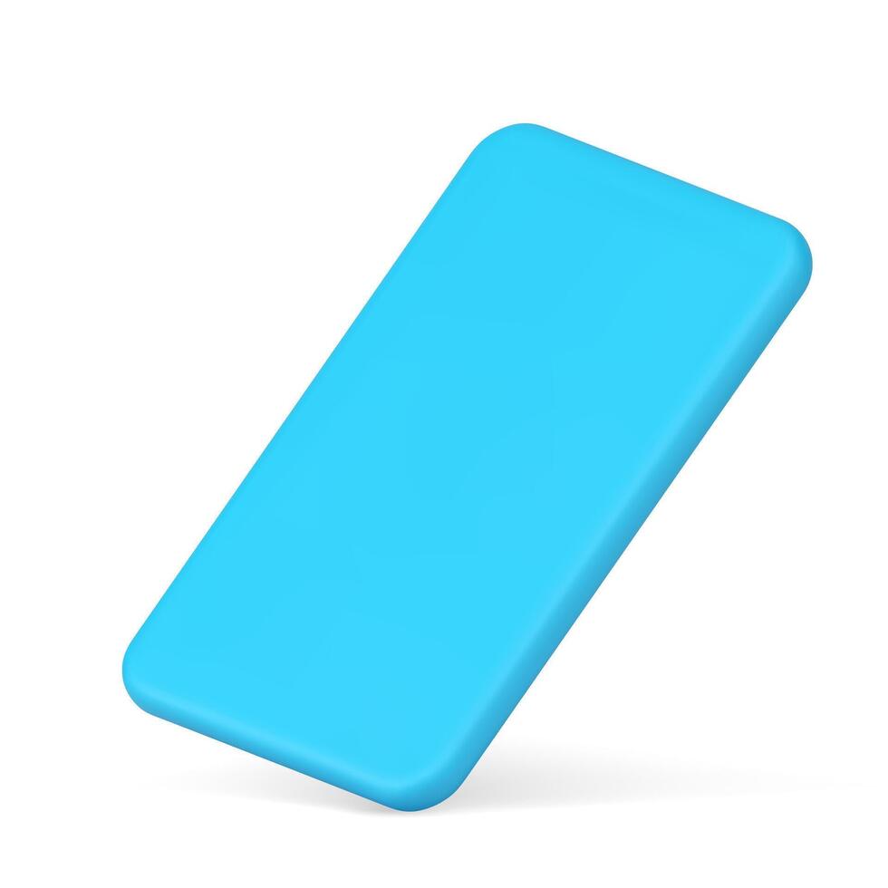 blauw slank rechthoek zacht hoeken meetkundig steen portable apparaat mockup realistisch 3d icoon vector