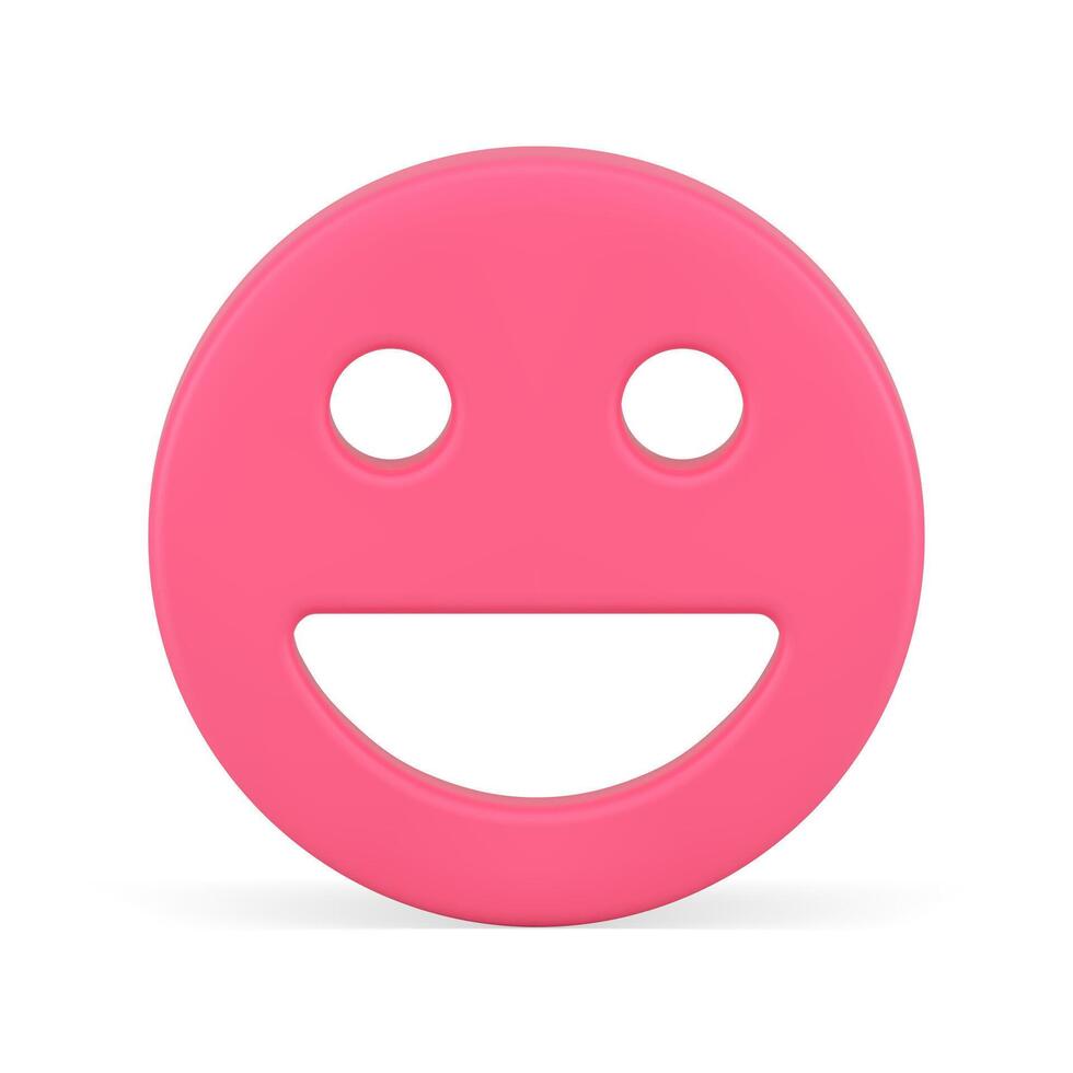 roze glanzend glimlach emoticon emoji gelukkig karakter gelaats uitdrukking cirkel 3d icoon vector