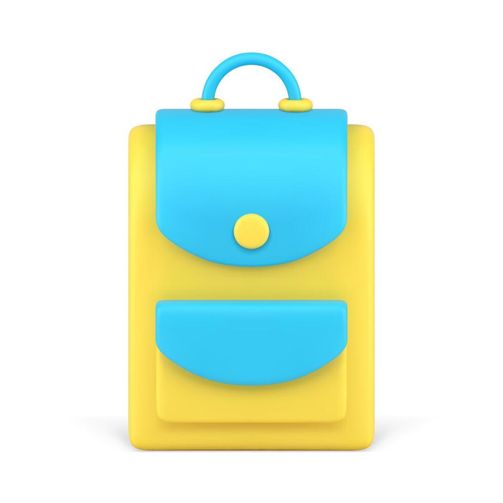 leerling schooltas met zakken rugzak voor persoonlijk benodigdheden draag- realistisch 3d icoon vector