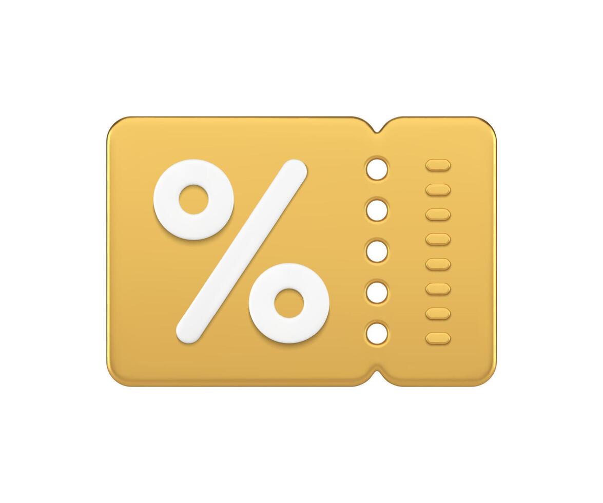 gouden boodschappen doen percentage coupon buying aankoop speciaal aanbod realistisch 3d icoon vector