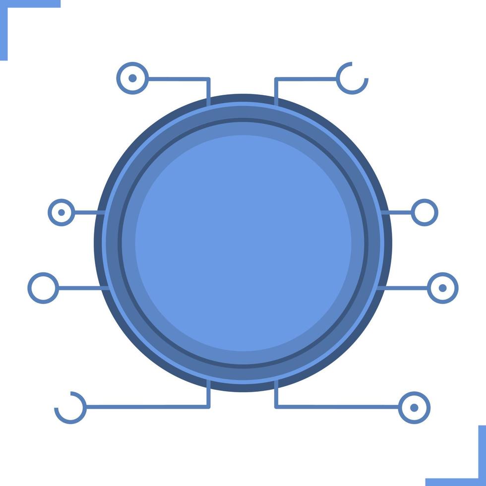 digitale microchipframe. blauwe kleur futuristische chipset icoon. sci-fi gebruikersinterface concept. cybertechnologie achtergrond. computer printplaat. geïsoleerde vectorillustratie vector