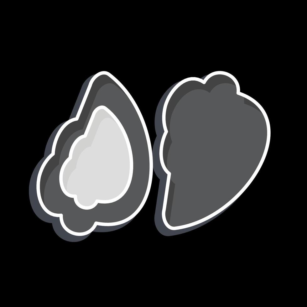 icoon oester. verwant naar zeevruchten symbool. glanzend stijl. gemakkelijk ontwerp illustratie vector