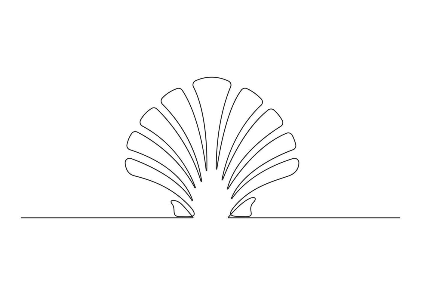 een doorlopend lijn tekening van Open oester schelp zeeschelp symbool en banier van schoonheid spa pro illustratie vector