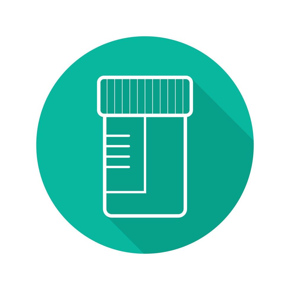 medische tests pot plat lineaire lange schaduw pictogram. zalf container. vector lijn symbool