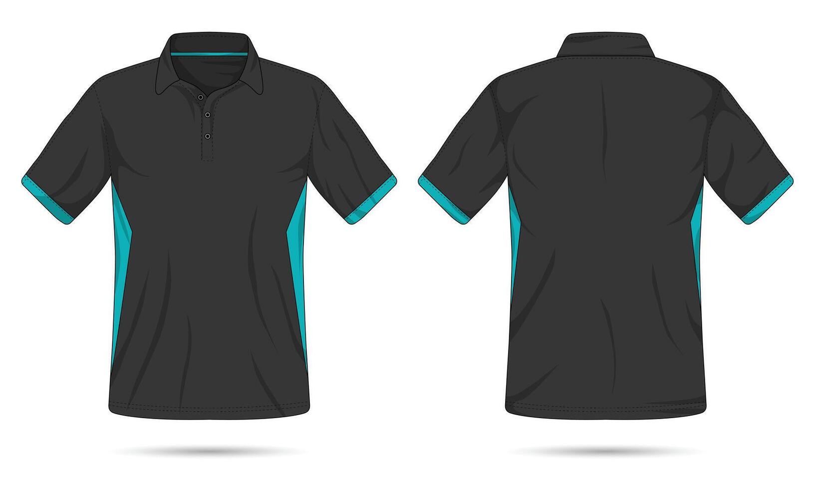 modern zwart polo overhemd sjabloon voorkant en terug visie vector