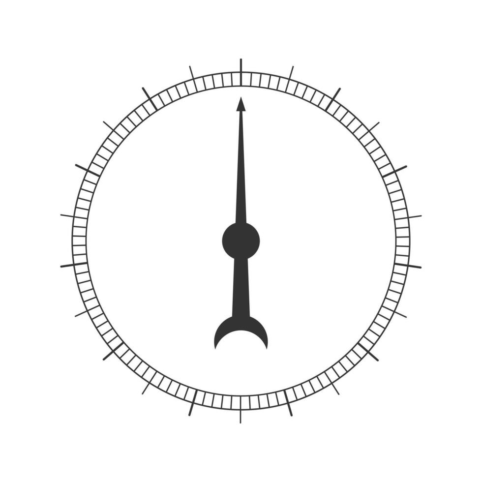 ronde meten schaal met pijl. grafisch sjabloon van barometer, kompas, navigatie of druk meter gereedschap koppel vector