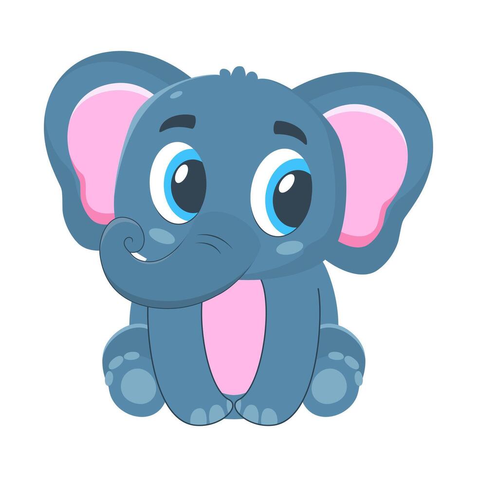 schattig olifant tekenfilm karakter illustratie vlak ontwerp vector