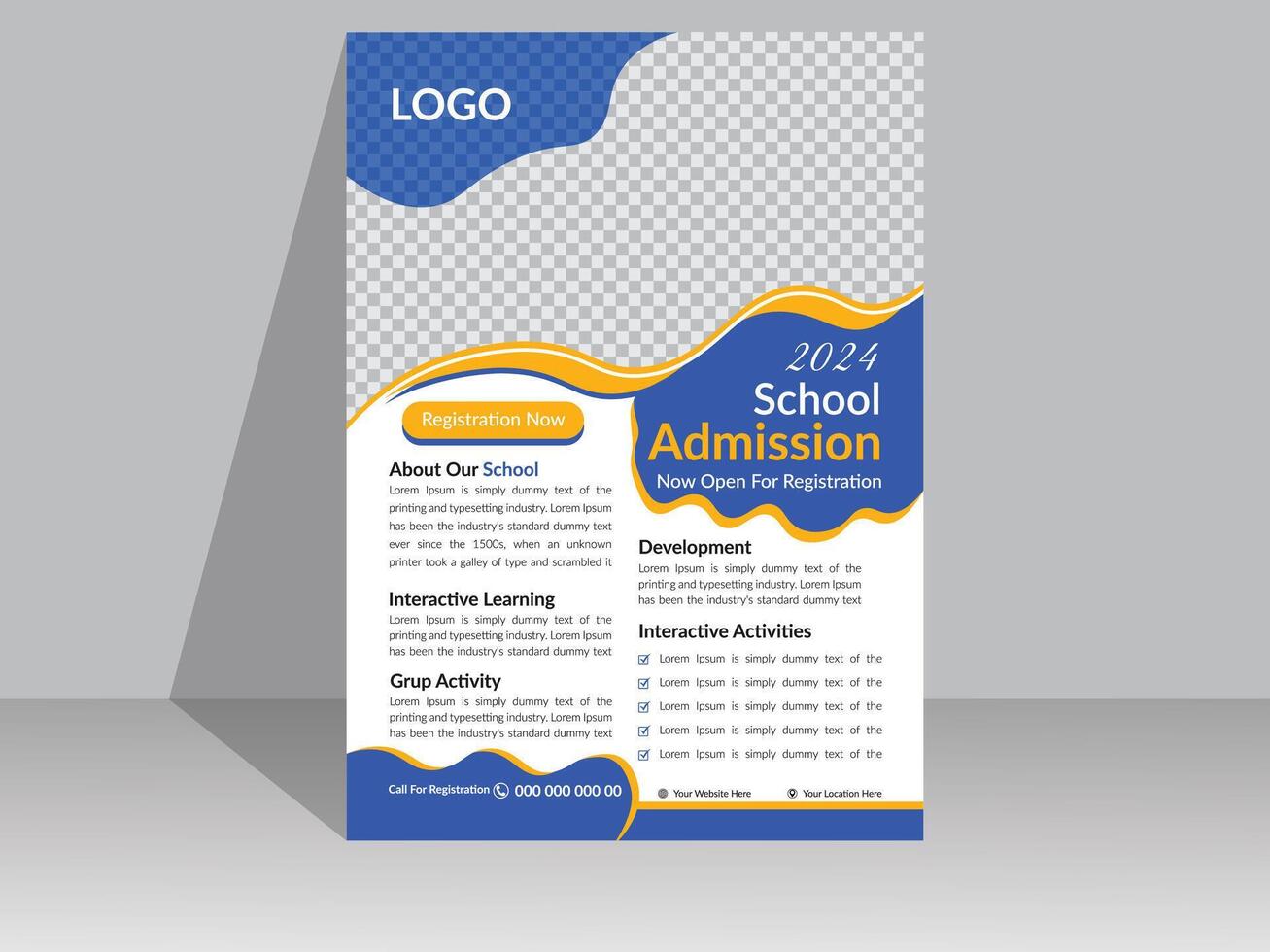 creatief school- toelating folder ontwerp sjabloon vector