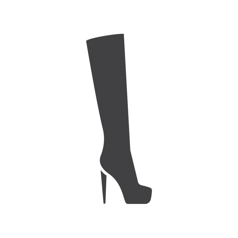 glyph-pictogram voor hoge laarzen voor dames. silhouet symbool. negatieve ruimte. vector geïsoleerde illustratie