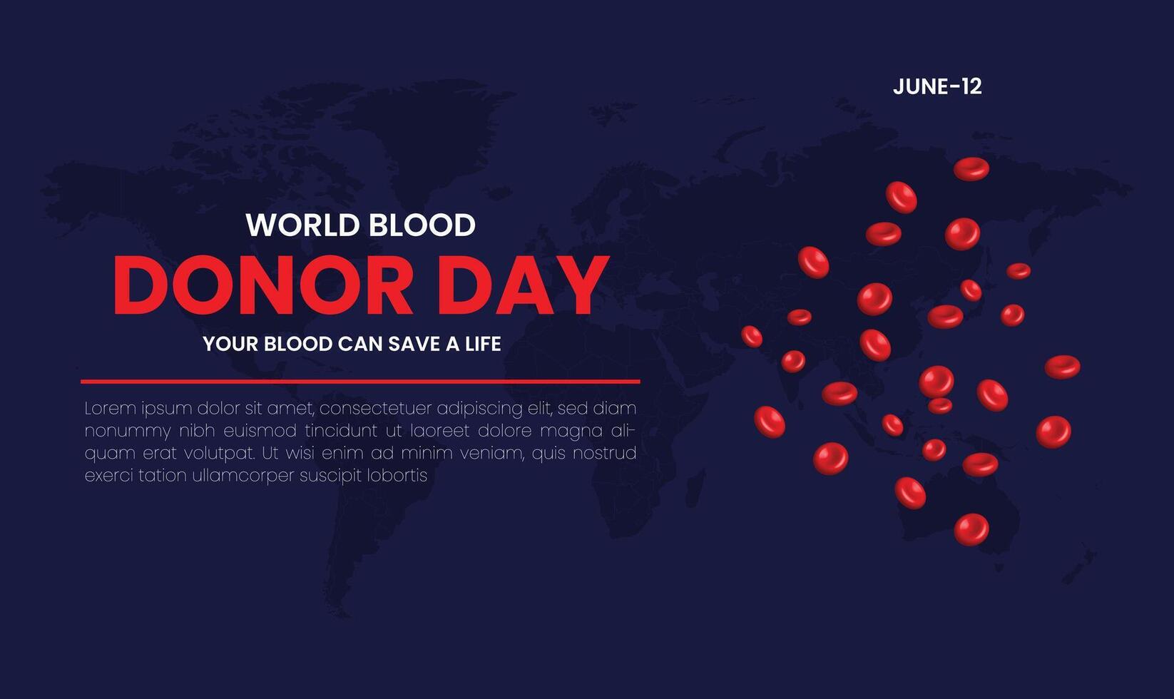 wereld bloed schenker dag achtergrond met bloed druppel. 14 juni. vector