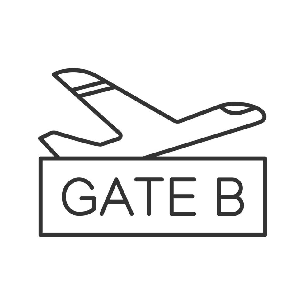 luchthaven gate lineaire pictogram. dunne lijn illustratie. wachtruimte voor vluchten. contour symbool. vector geïsoleerde overzichtstekening