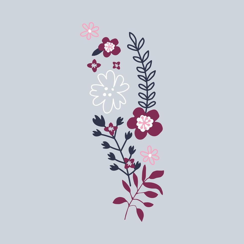 bloemen verticaal naadloos ontwerp, naadloos patroon van hand- getrokken schets, een bloem van botanisch afdrukken van bladeren bloemen, bloem pyjama gedrukt ontwerp, bundel van voorjaar bloemen ontwerp elementen, pyjama vector