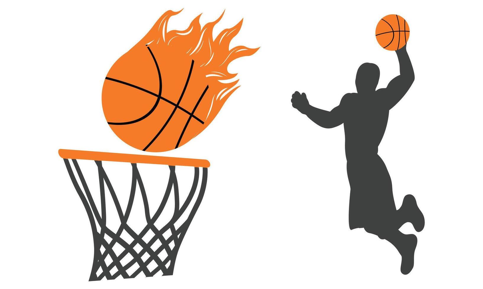 basketbal en silhouet ontwerp verzameling. vector