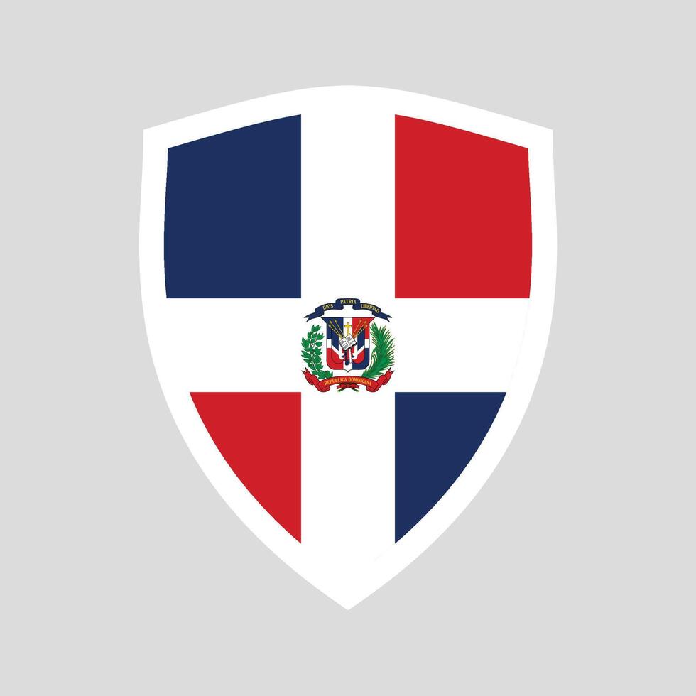 dominicaans republiek vlag in schild vorm kader vector