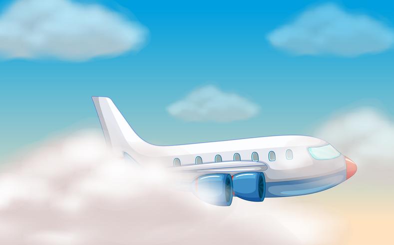 Vliegtuig die in de blauwe hemel vliegen vector