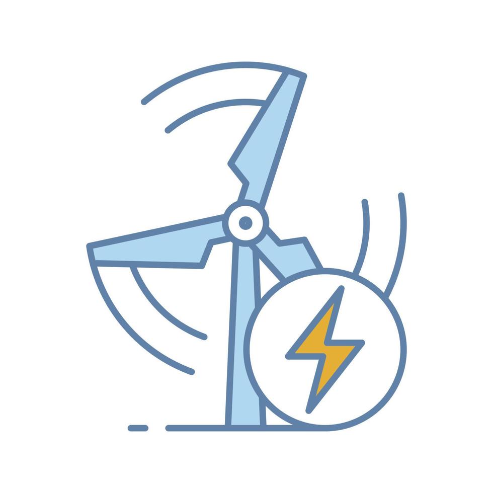 wind energie turbine kleur pictogram. hernieuwbare bronnen. windmolen. schone energie. geïsoleerde vectorillustratie vector