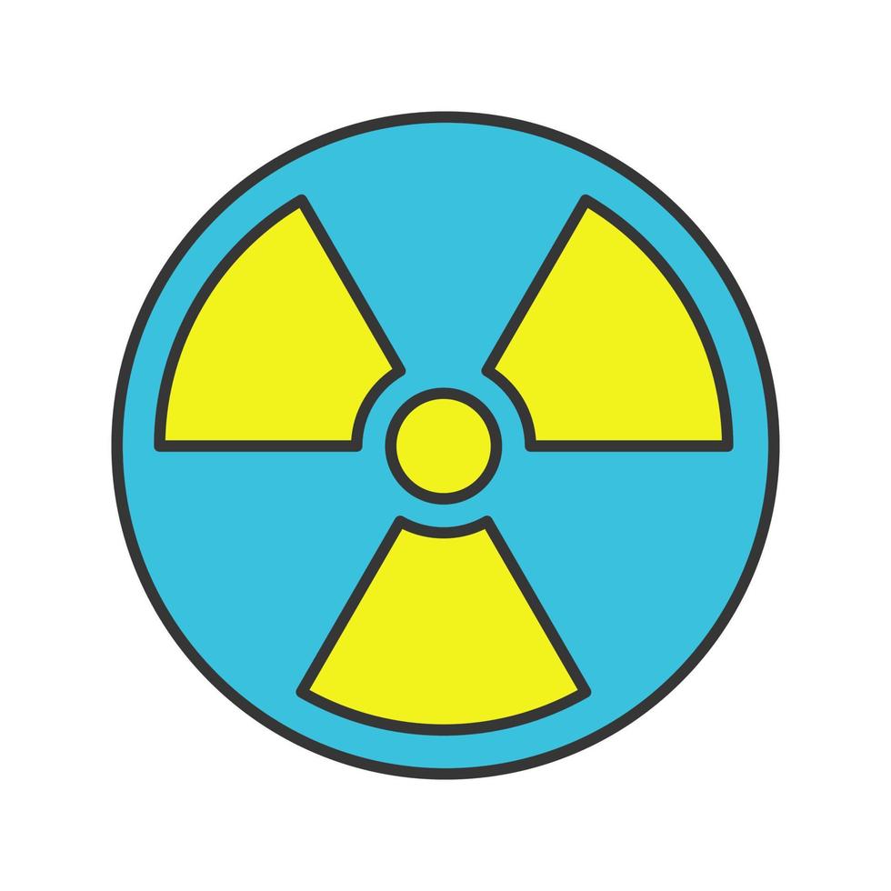 kernenergie kleur pictogram. Atoomkracht. straling. radioactief gevaar. geïsoleerde vectorillustratie vector