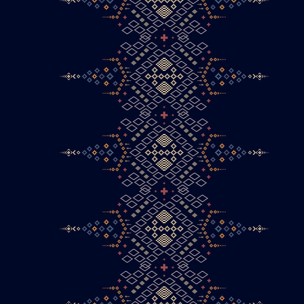 traditioneel kruis steek idian kleren patroon, natuur jaargangen kruis steek traditioneel etnisch patroon in ikat achtergrond abstract aztec Afrikaanse Indonesisch Indisch vector