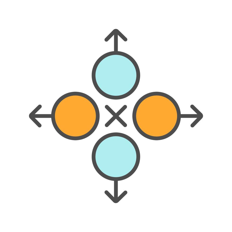 richtingen kleur symboolpictogram. abstracte metafoor. geïsoleerde vectorillustratie vector