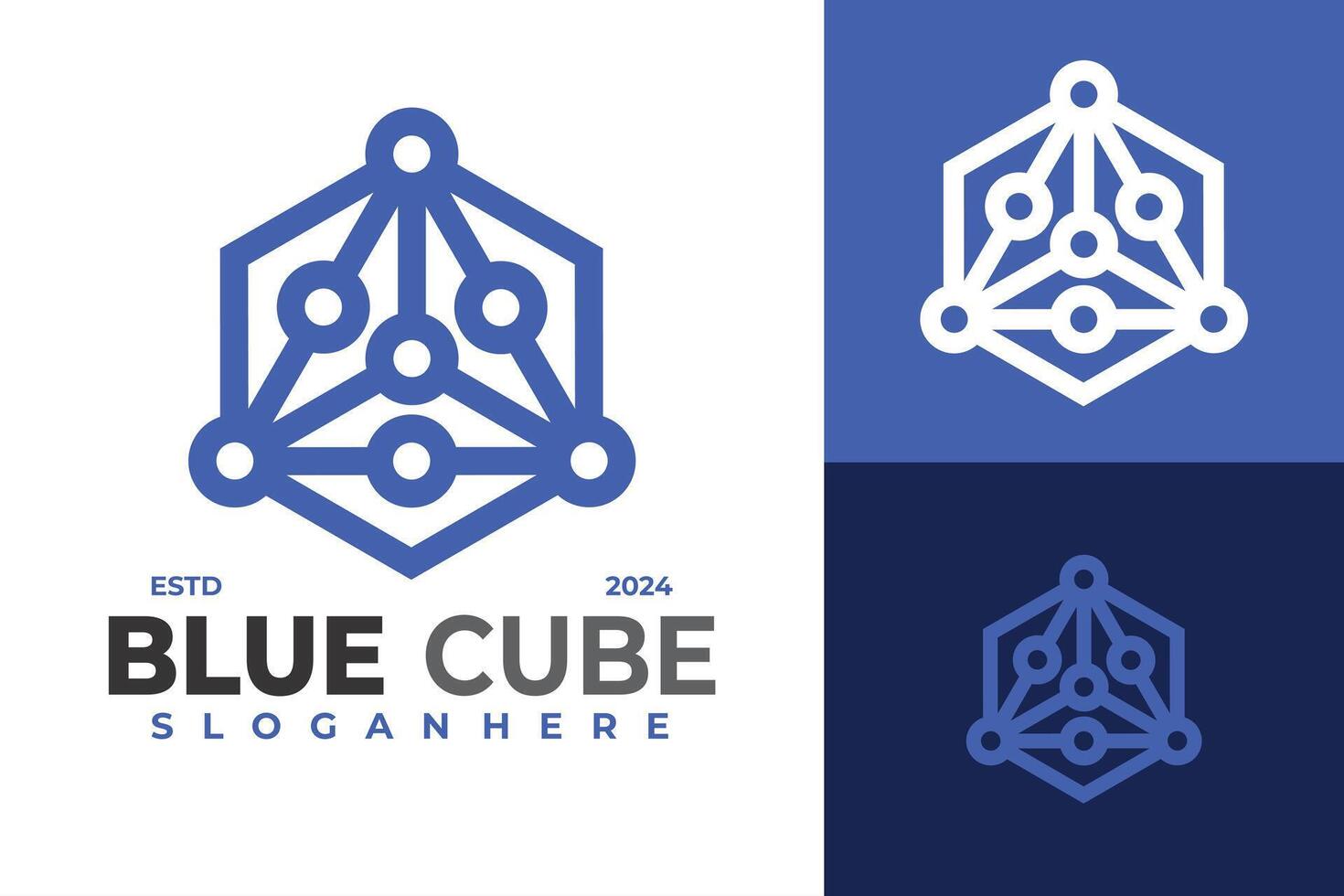 blauw kubus driehoek logo ontwerp symbool icoon illustratie vector