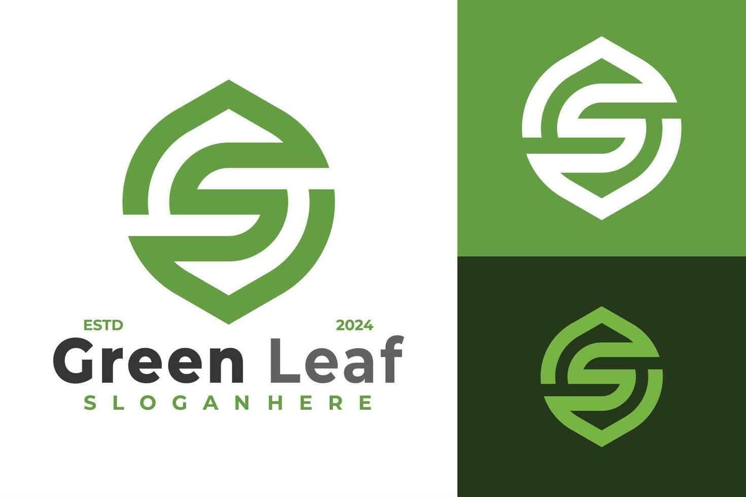 brief s monogram groen blad logo ontwerp symbool icoon illustratie vector