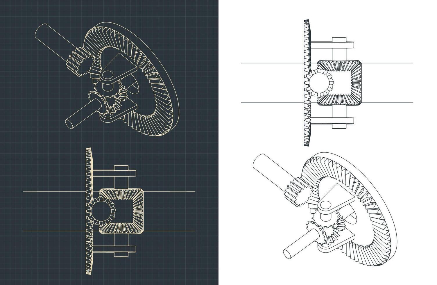 auto- differentieel tekeningen vector