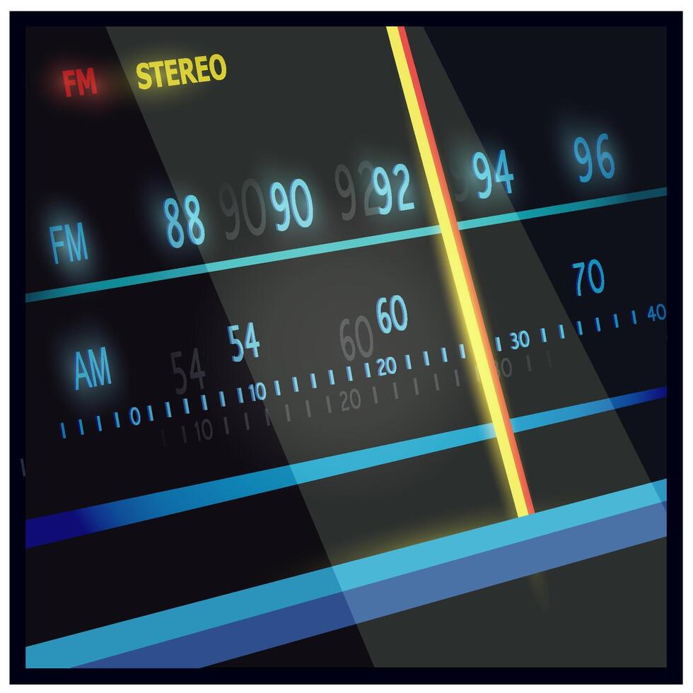 retro radio frequentie schaal dichtbij omhoog vector