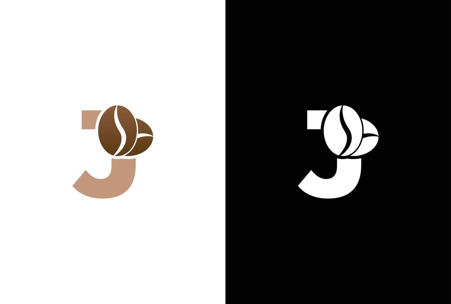 eerste brief j koffie logo sjabloon. brief j koffie winkel icoon, koffie merk, minimalistisch, modern geschikt voor koffie winkel logo sjabloon. vector
