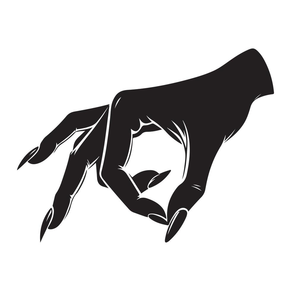 detailopname vrouw hand- maken plukken gebaar, zwart kleur silhouet vector
