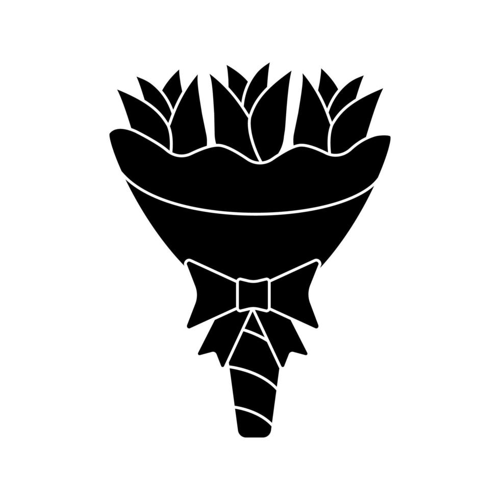 bruiloft boeket glyph pictogram. bruidsboeket. bruiloft bloemen. bloemisterij. bloemstuk. silhouet symbool. negatieve ruimte. vector geïsoleerde illustratie