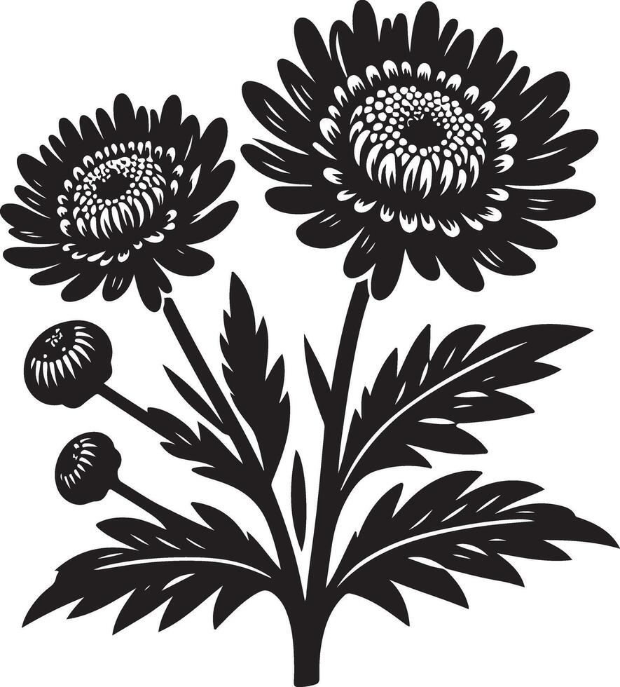 silhouet van bloem zwart en wit geïsoleerd, zwart kleur silhouet 5 vector