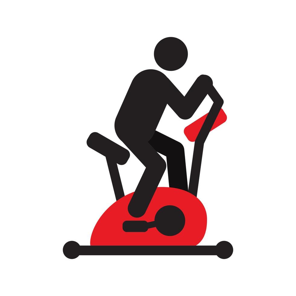 man training met hometrainer silhouet icoon. stationaire fiets. geïsoleerde vectorillustratie vector