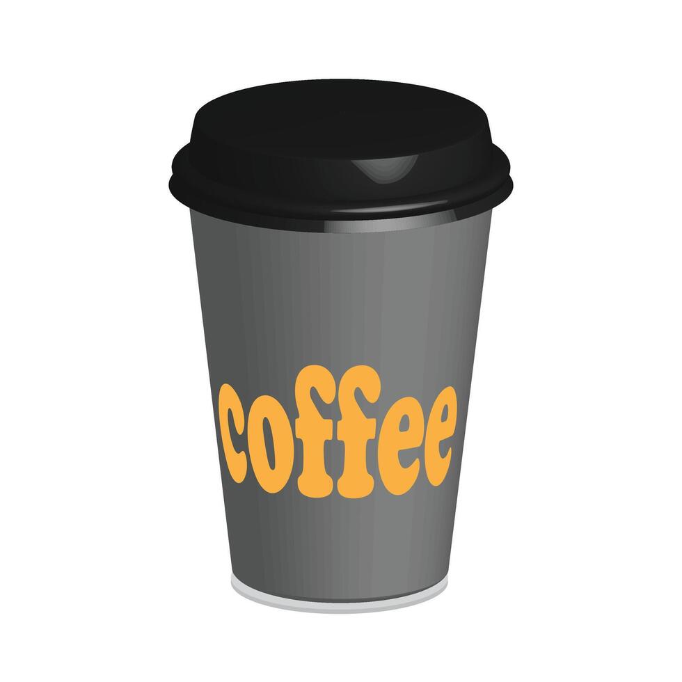 papier koffie cups . zwart papier kopjes, blanco bruin houder met deksel voor latte mokka cappuccino drankjes realistisch 3d mockups vector