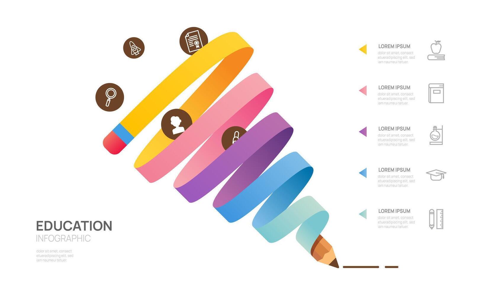 infographic onderwijs potlood trechter diagram sjabloon. modern tijdlijn inkomend stap, presentatie infographics. vector