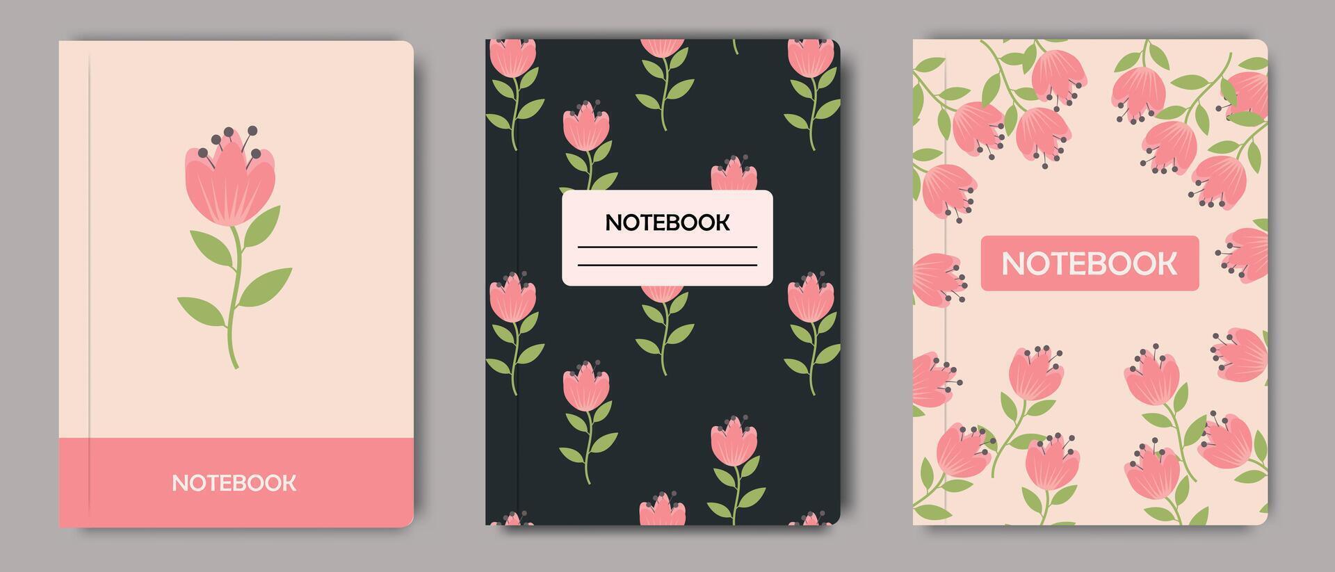 Hoes ontwerp voor notebooks of dagboeken met abstract bloemen patroon. sjabloon voor de covers van dagboeken, albums, blocnotes en andere gedrukt materialen. vector