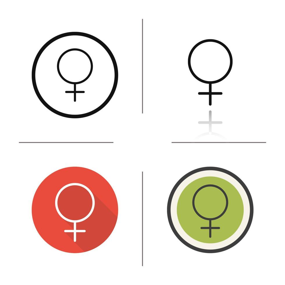 vrouwen geslacht symboolpictogram. plat ontwerp, lineaire en kleurstijlen. dames wc deur teken. geïsoleerde vectorillustraties vector