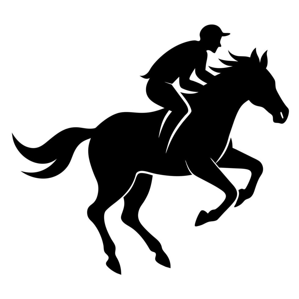 een Mens overvallen paard silhouet illustratie vector