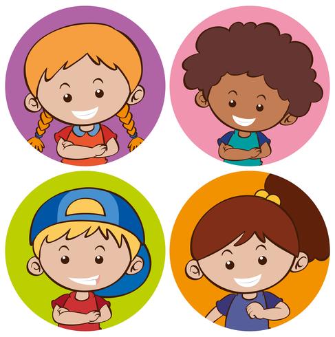 Stickersjabloon met gelukkige kinderen vector