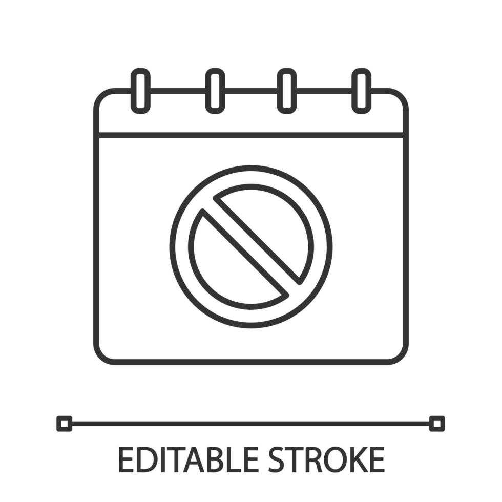 lineaire datumpictogram protestgebeurtenis. politieke en sociale bewegingen kalender. dunne lijn illustratie. protestactie plannen. kalenderpagina met stopbord. vector geïsoleerde overzichtstekening. bewerkbare streek