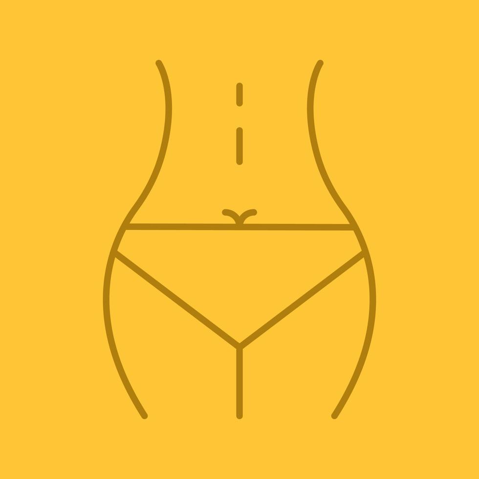 vrouw taille kleur lineaire pictogram. zonnen. bikini. dunne lijn contour symbolen op kleur achtergrond. vector illustratie