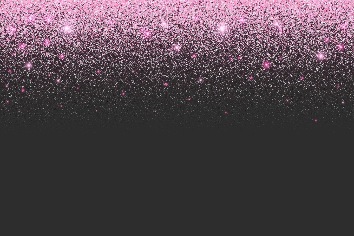 roze schitteren achtergrond met roos sparkles en confetti. vallend pailletten flikkering getextureerde effect. glimmend stof met helder deeltjes Aan zwart achtergrond. abstract decoratie, vakantie ontwerp grens vector